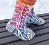 Image 2 of Handknit folkloric socks with snowflakes - Ready to ship