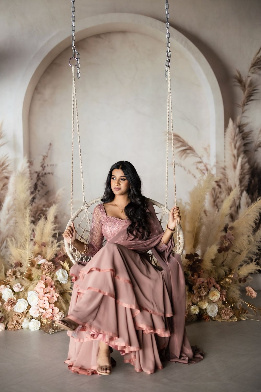 Image of WINTER WHISPERS PINK LEHENGA WITH RIBBON WORK 