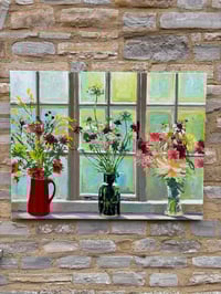 Image 3 of Studio Window with October Flowers. Oil on linen canvas. 100cm x 76cm currently drying, to be framed