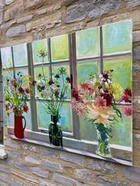 Image 5 of Studio Window with October Flowers. Oil on linen canvas. 100cm x 76cm currently drying, to be framed