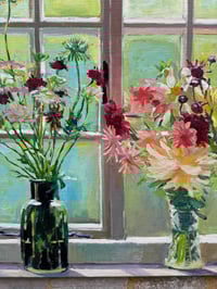Image 8 of Studio Window with October Flowers. Oil on linen canvas. 100cm x 76cm currently drying, to be framed