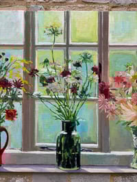 Image 11 of Studio Window with October Flowers. Oil on linen canvas. 100cm x 76cm currently drying, to be framed