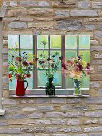 Image 12 of Studio Window with October Flowers. Oil on linen canvas. 100cm x 76cm currently drying, to be framed