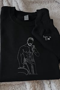 Image 1 of Custom portrait outline and sleeve message sweatshirt