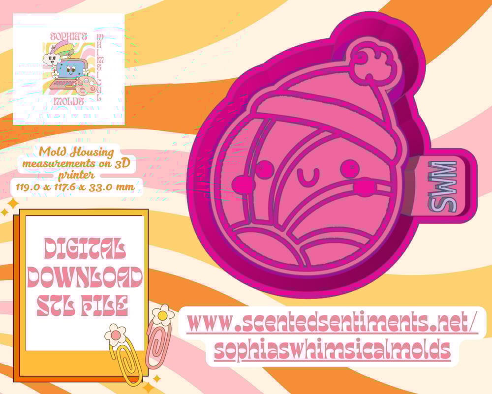 Image of Concha with Santa Hat Mold|Housing Mold Maker STL File for Freshies|Candle|Aroma Beads|Freshie Mold