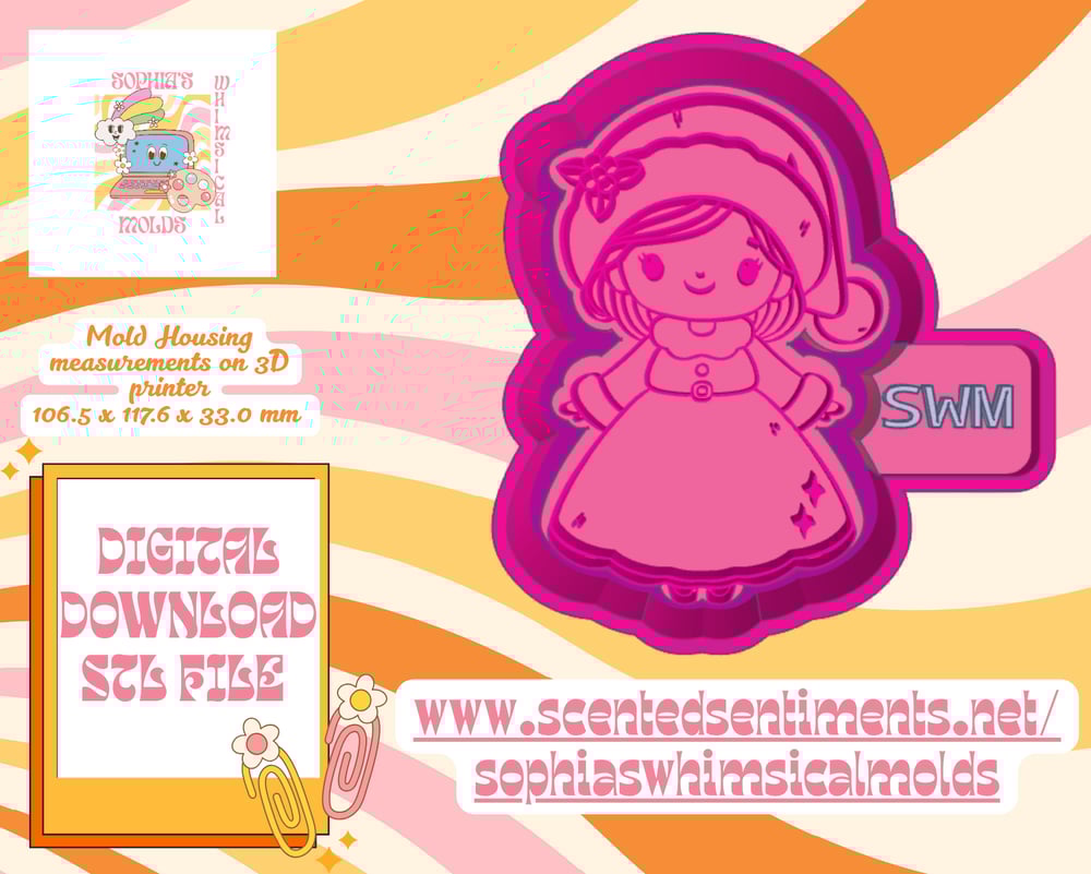 Image of Christmas Mrs. Claus Mold|Housing Mold Maker STL File for Freshies|Candle|Aroma Beads|Freshie Mold