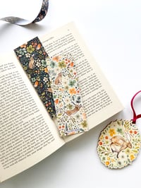 Image 2 of Double sided winter hare and robins bookmark