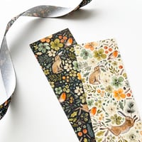 Image 3 of Double sided winter hare and robins bookmark