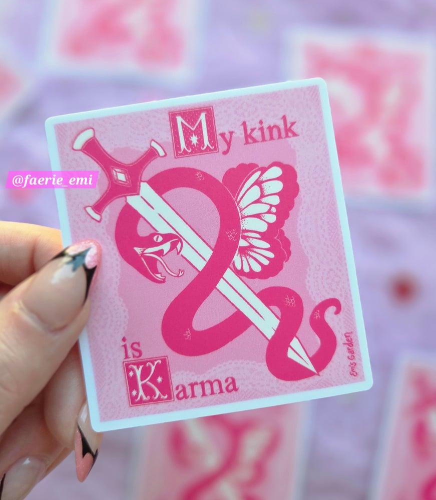 Image of My Kink is Karma 🗡 Pink Chappell Roan Lyrics Holo Sticker