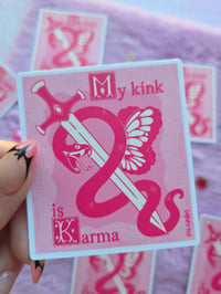 Image 2 of My Kink is Karma 🗡 Pink Chappell Roan Lyrics Holo Sticker