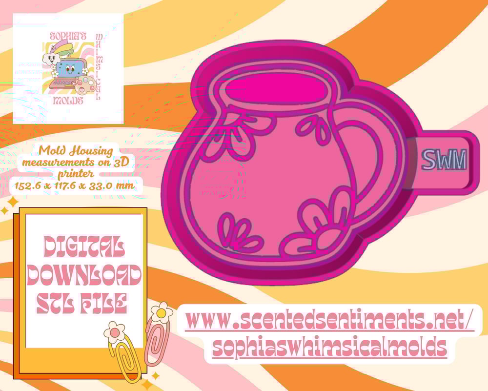 Image of Groovy Jarrito Mold|Housing Mold Maker STL File for Freshies|Candle|Aroma Beads|Freshie Mold