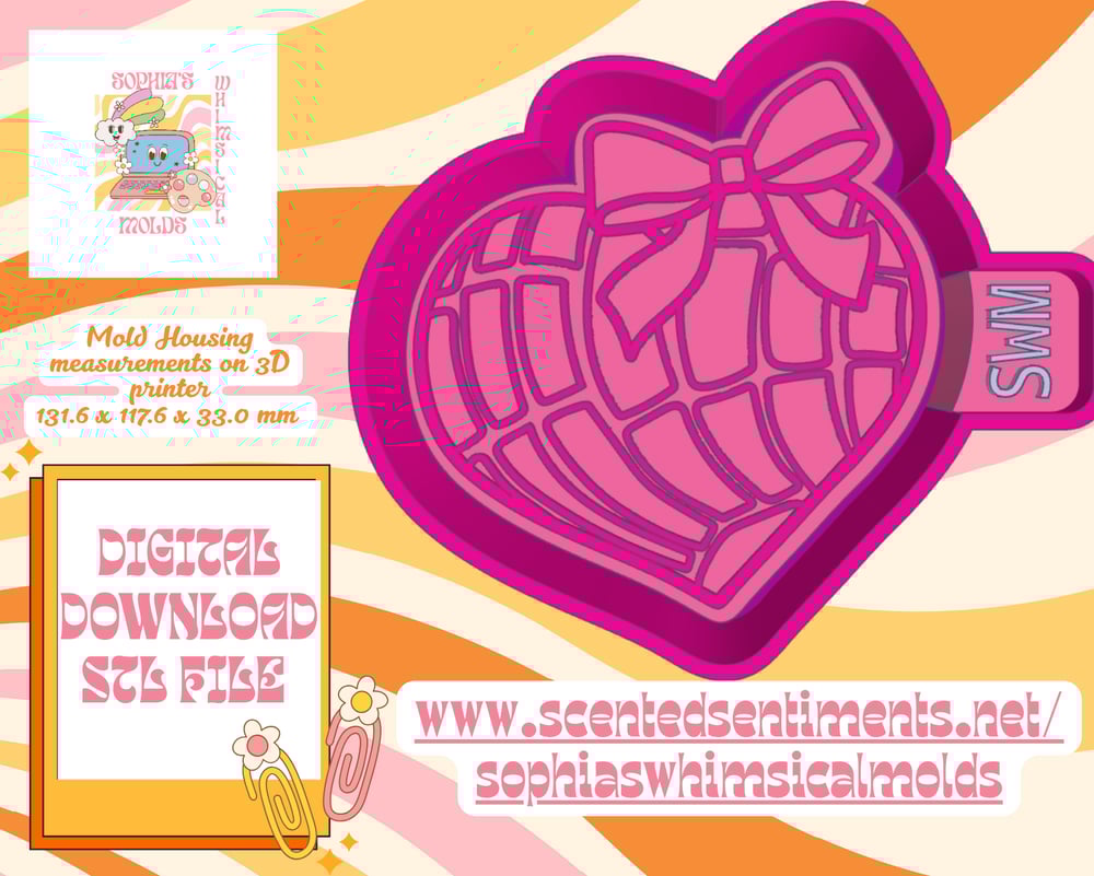 Image of Heart-shaped Concha Bow Mold|Housing MoldMakerSTLFile for Freshies|Candle|Aroma Beads|Freshie Mold