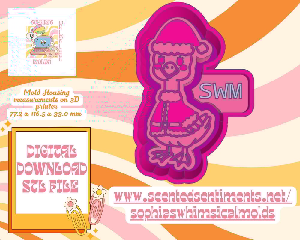 Image of Santa Claus Goose Mold|Housing Mold Maker STL File for Freshies|Candle|Aroma Beads|Freshie Mold