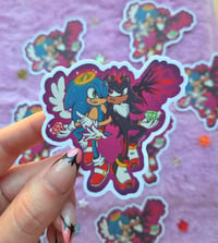 Image 1 of Sonadow Angel and Devil Vinyl Waterproof Sticker | Blue and Black Hedgehogs