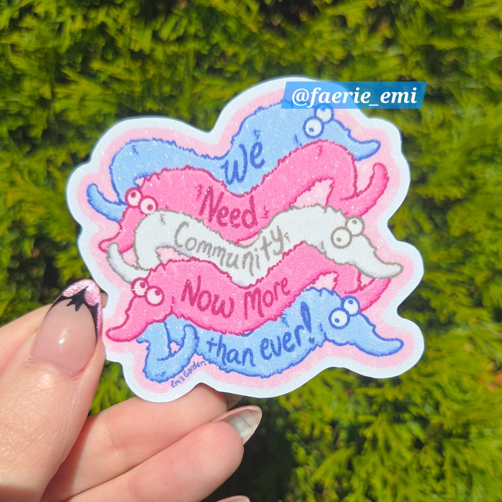 Image of Trans Fuzzy Worms LGBTQ Sticker