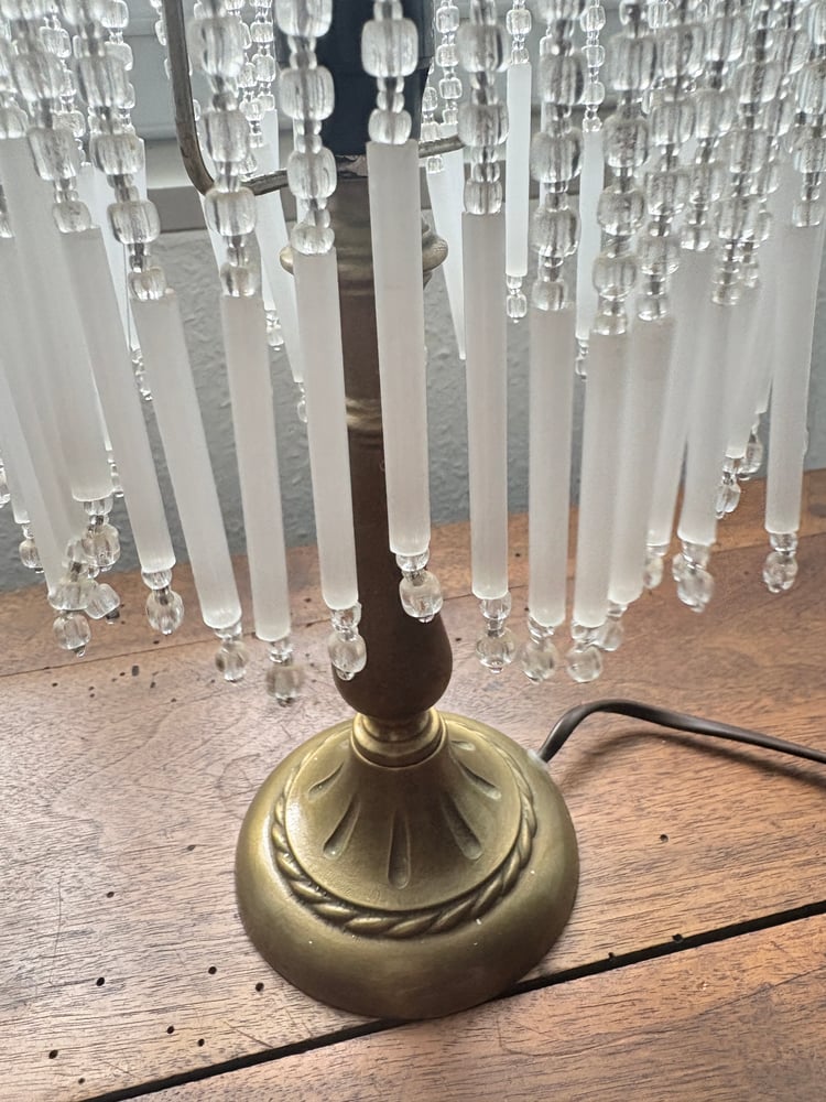 Image of Lampe de table rétro avec pampilles en verre