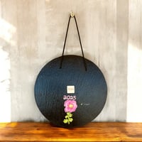 Image 5 of Hollyhock and Bee - Round Painted Slate (202501SL)