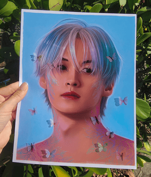 "Fleeting Moments" Large Art Print With 3D Butterflies 8.5 x 11