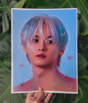 "Fleeting Moments" Large Art Print With 3D Butterflies 8.5 x 11