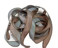 Image 3 of 1PC. SEAGLASS 42" hand dyed wrist wrap bracelet silk ribbon//Yoga wrist wrap bracelet ribbon