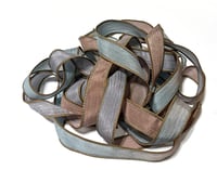 Image 4 of 1PC. SEAGLASS 42" hand dyed wrist wrap bracelet silk ribbon//Yoga wrist wrap bracelet ribbon