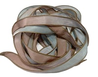 Image 1 of 1PC. SEAGLASS 42" hand dyed wrist wrap bracelet silk ribbon//Yoga wrist wrap bracelet ribbon