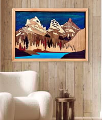 Image 1 of Three Sisters , Canmore , Alberta : Original Handmade wooden wall art
