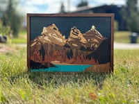 Image 3 of Three Sisters , Canmore , Alberta : Original Handmade wooden wall art