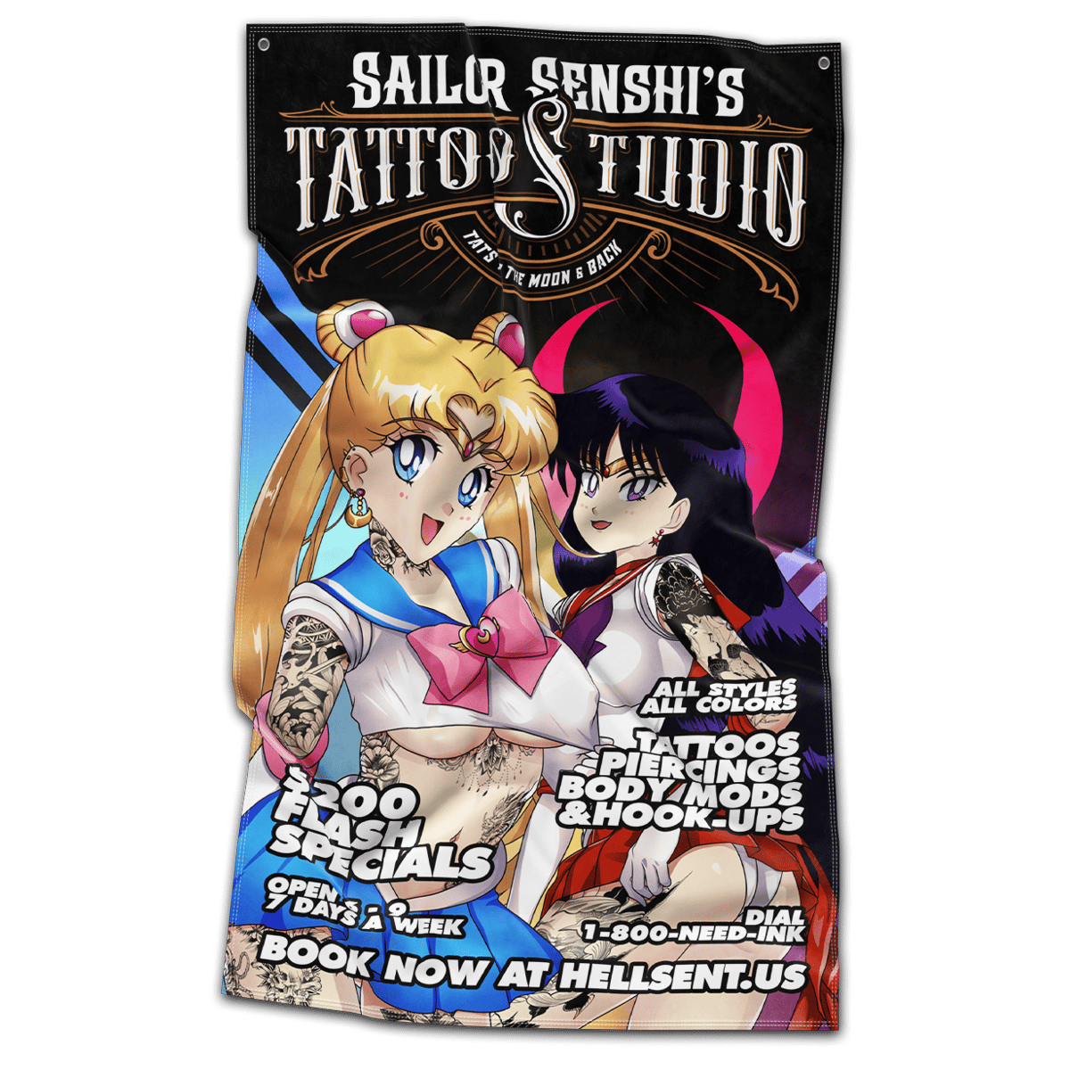 Image of Sailor Senshi's Tattoo Studio Flag