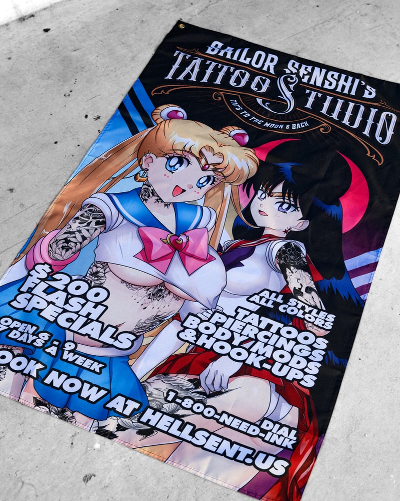 Image of Sailor Senshi's Tattoo Studio Flag