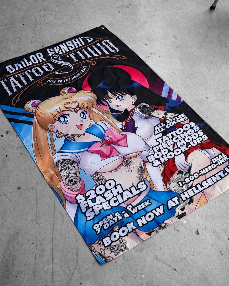 Image of Sailor Senshi's Tattoo Studio Flag