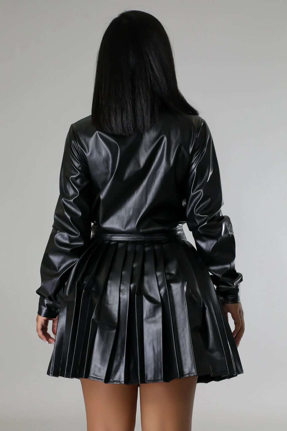 Image of PATRICE FAUX LEATHER SKIRT SET