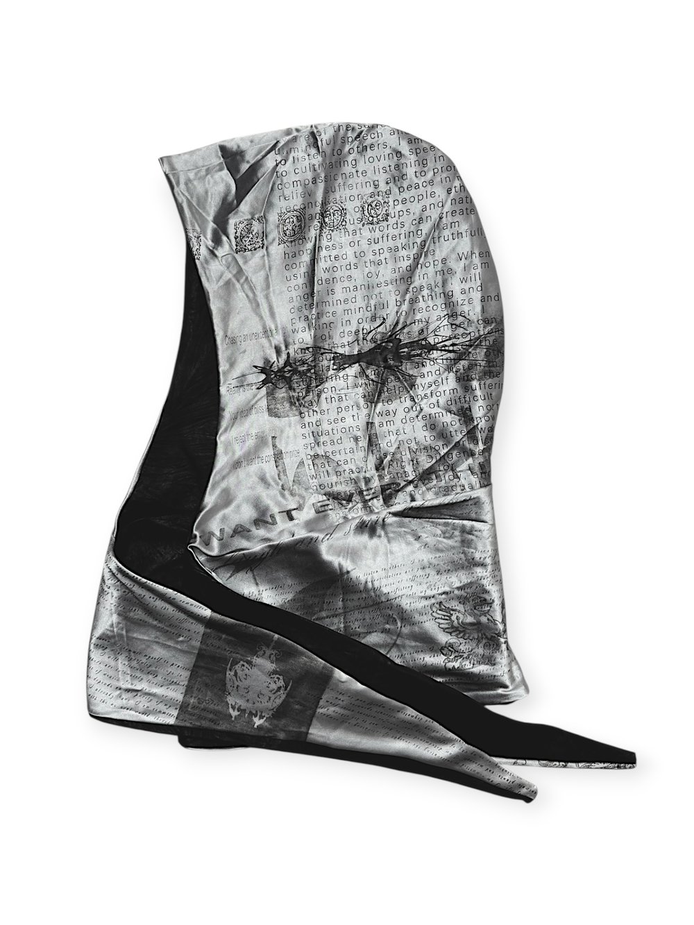 collage silk leather hood