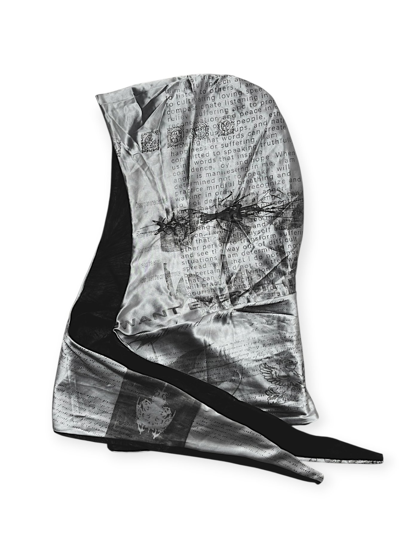 collage silk leather hood