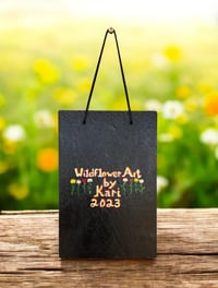 Image 5 of “Welcome Friends” Garden Shed -  Painted Slate Rectangle (202302SL) 