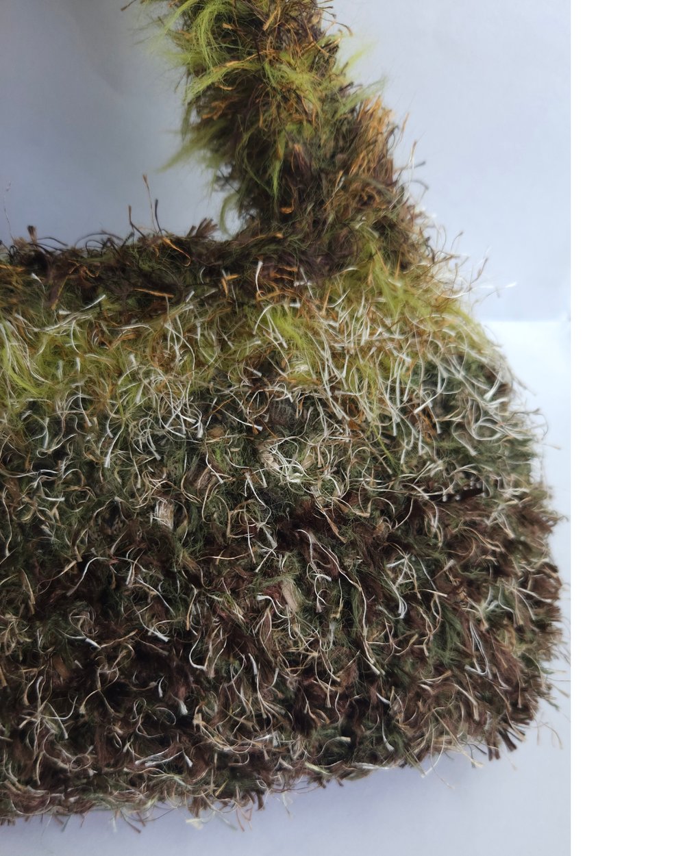 Image of Ghillie 8 - Earth tone fluffy over the shoulder handbag made from new and recycled materials