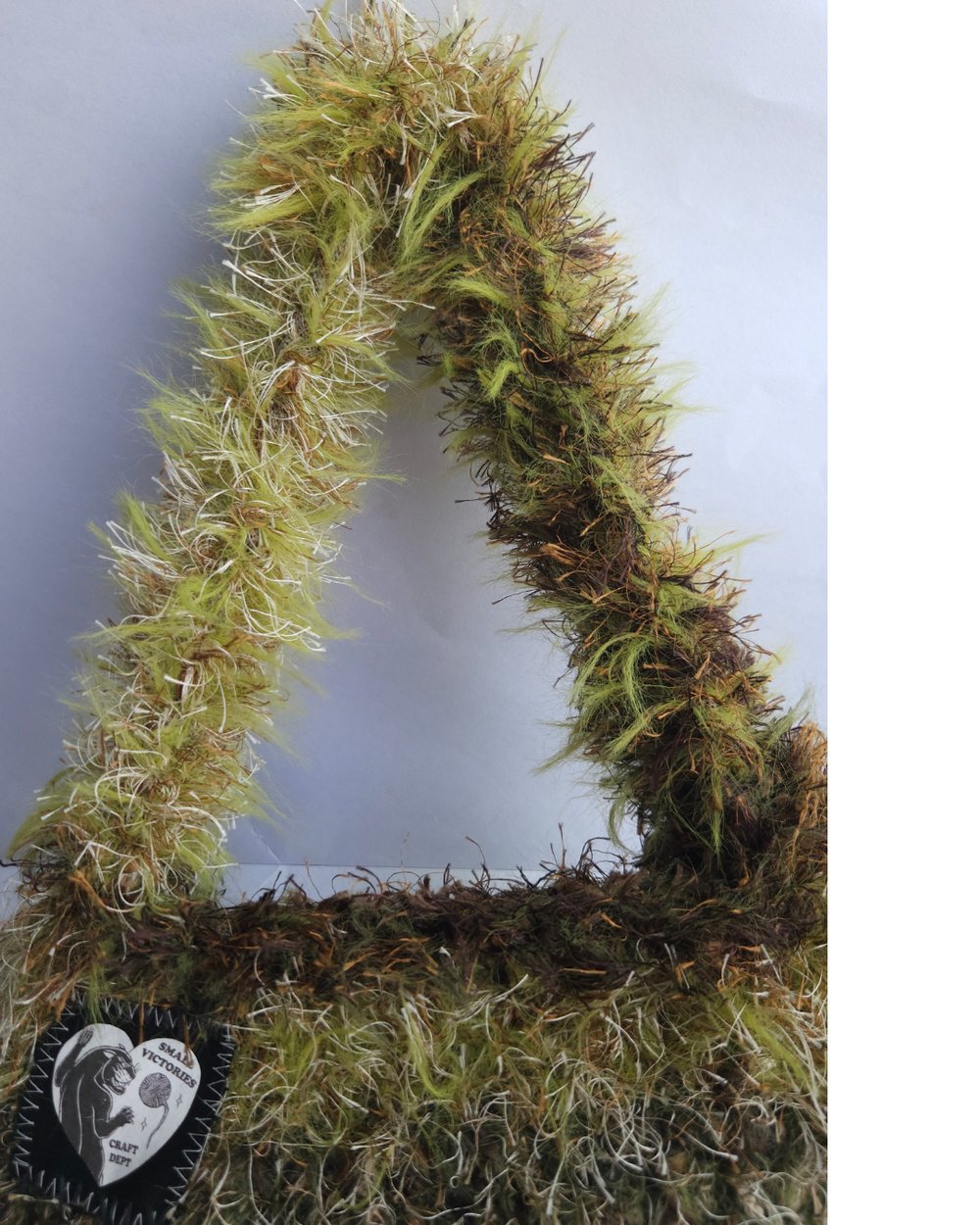 Image of Ghillie 8 - Earth tone fluffy over the shoulder handbag made from new and recycled materials