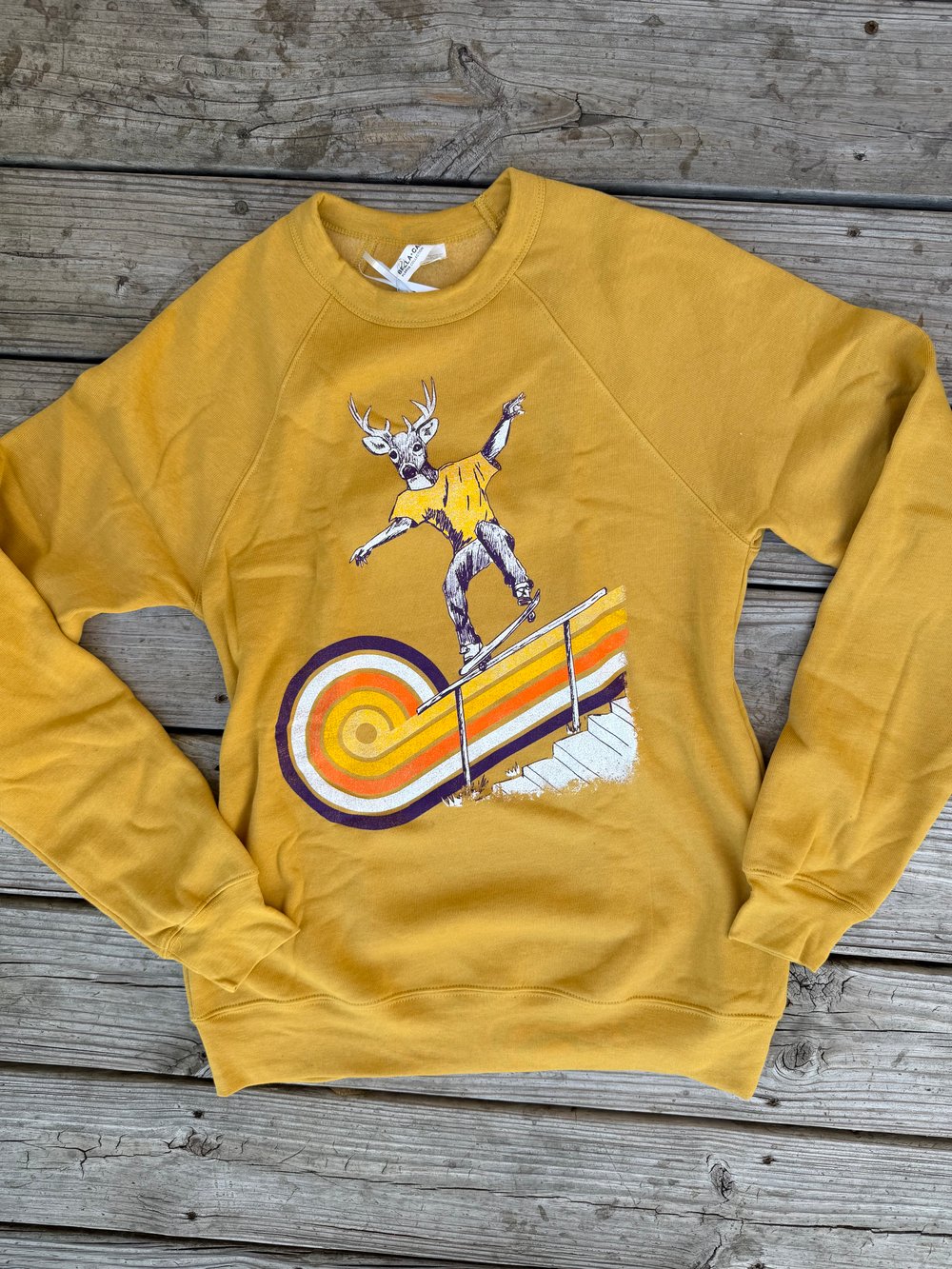 Image of Adult Skater Buck Sweatshirt in Heather Mustard