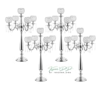 Image 1 of Kaylabelledidi 4Sets 5 Arm Crystal Candelabra Centerpieces for Wedding,29.5Inches Tall 