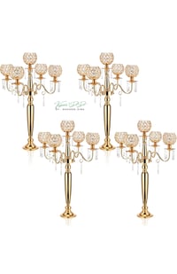 Image 2 of Kaylabelledidi 4Sets 5 Arm Crystal Candelabra Centerpieces for Wedding,29.5Inches Tall 