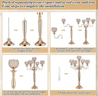 Image 4 of Kaylabelledidi 4Sets 5 Arm Crystal Candelabra Centerpieces for Wedding,29.5Inches Tall 