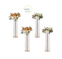 Image 1 of Kaylabelledidi 2 Pcs Wedding Centerpieces Flower Vases 35.4" Tall Chandelier Crystal Vase