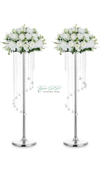 Image 2 of Kaylabelledidi 2 Pcs Wedding Centerpieces Flower Vases 35.4" Tall Chandelier Crystal Vase
