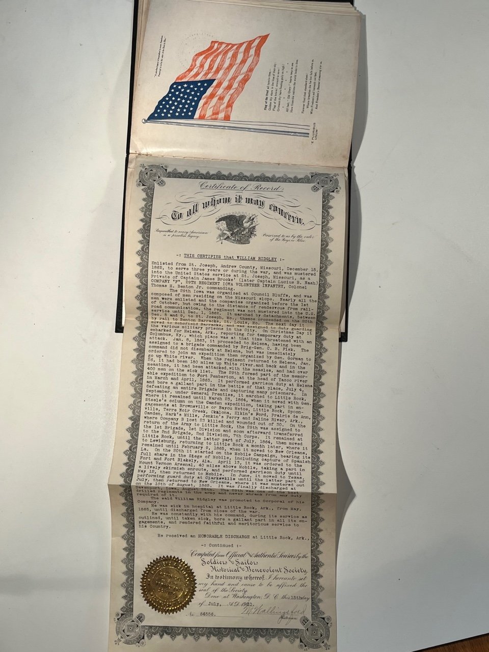 #133-CIVIL WAR SALE: COMPLETE BIO OF UNION SOLDIER WILLIAM RIDGLEY (1 OF 2 SUCH BIOS HERE)