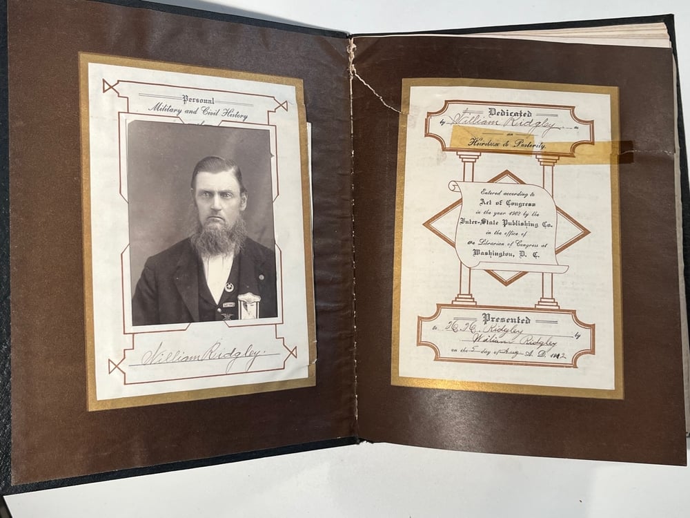 #133-CIVIL WAR SALE: COMPLETE BIO OF UNION SOLDIER WILLIAM RIDGLEY (1 OF 2 SUCH BIOS HERE)