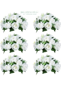 Image 2 of Kaylabelledidi Flower Ball Arrangement Bouquet - 2 Pcs 9.5 inch Diameter  Fake Flowers Roses Balls