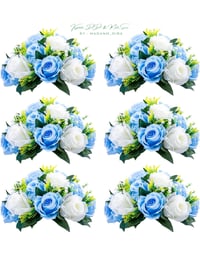 Image 3 of Kaylabelledidi Flower Ball Arrangement Bouquet - 2 Pcs 9.5 inch Diameter  Fake Flowers Roses Balls