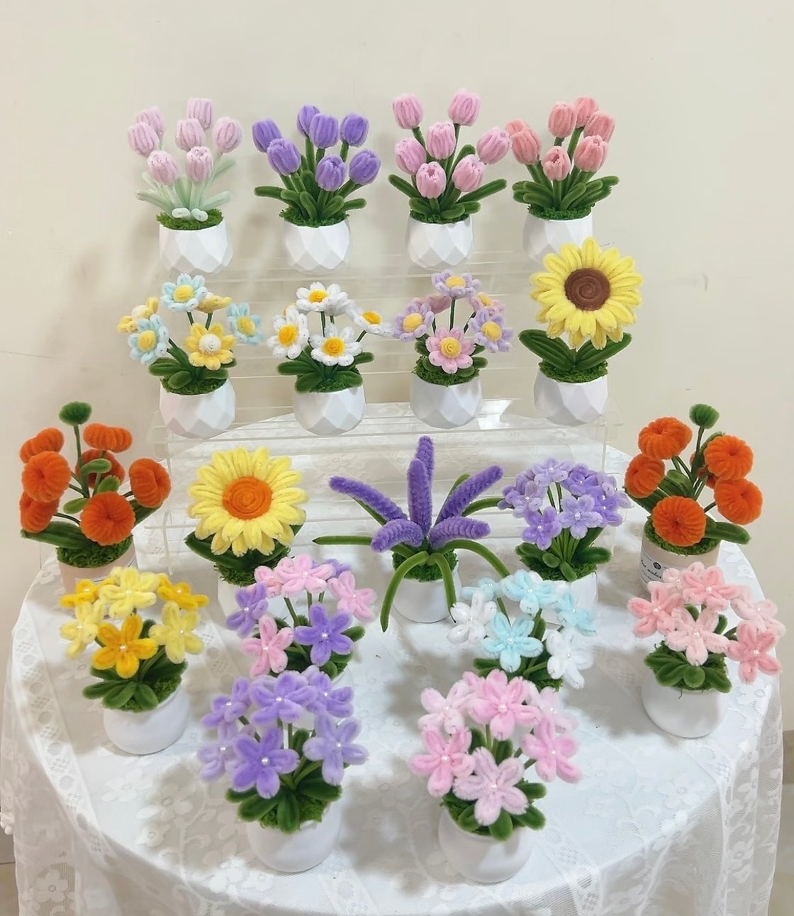 Image of 🌷 Handmade Pipe Cleaner Flower Pot Collection