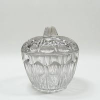 Image 2 of Bonbonnière sucrier vintage avec couvercle 1960s en verre à facettes - Boîte en verre
