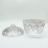 Image 4 of Bonbonnière sucrier vintage avec couvercle 1960s en verre à facettes - Boîte en verre